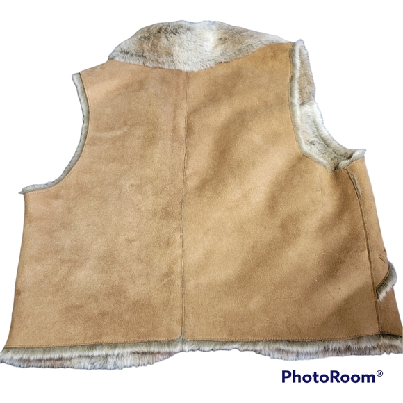 Faded Glory Faux Fur/Seude Reverse Vest M - Picture 4 of 6